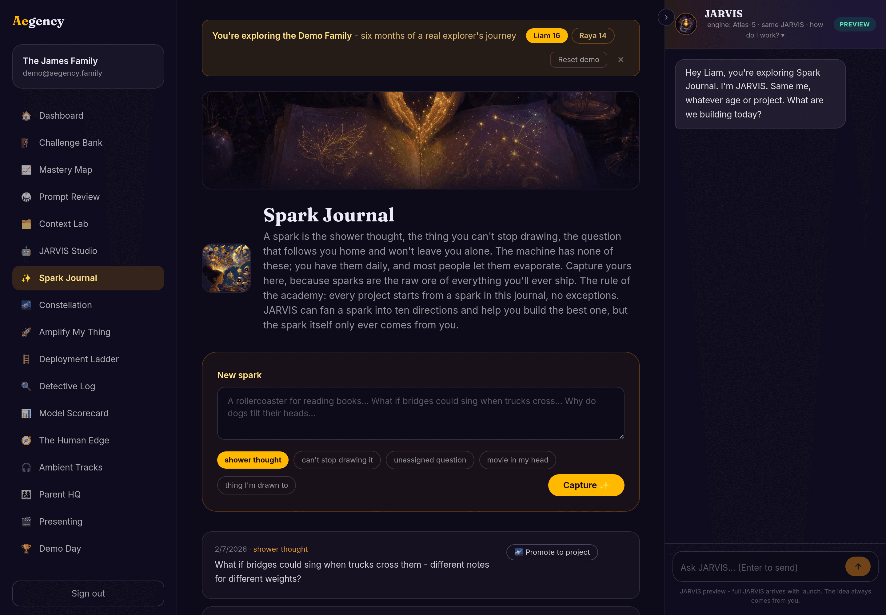 The Spark Journal - live demo data
